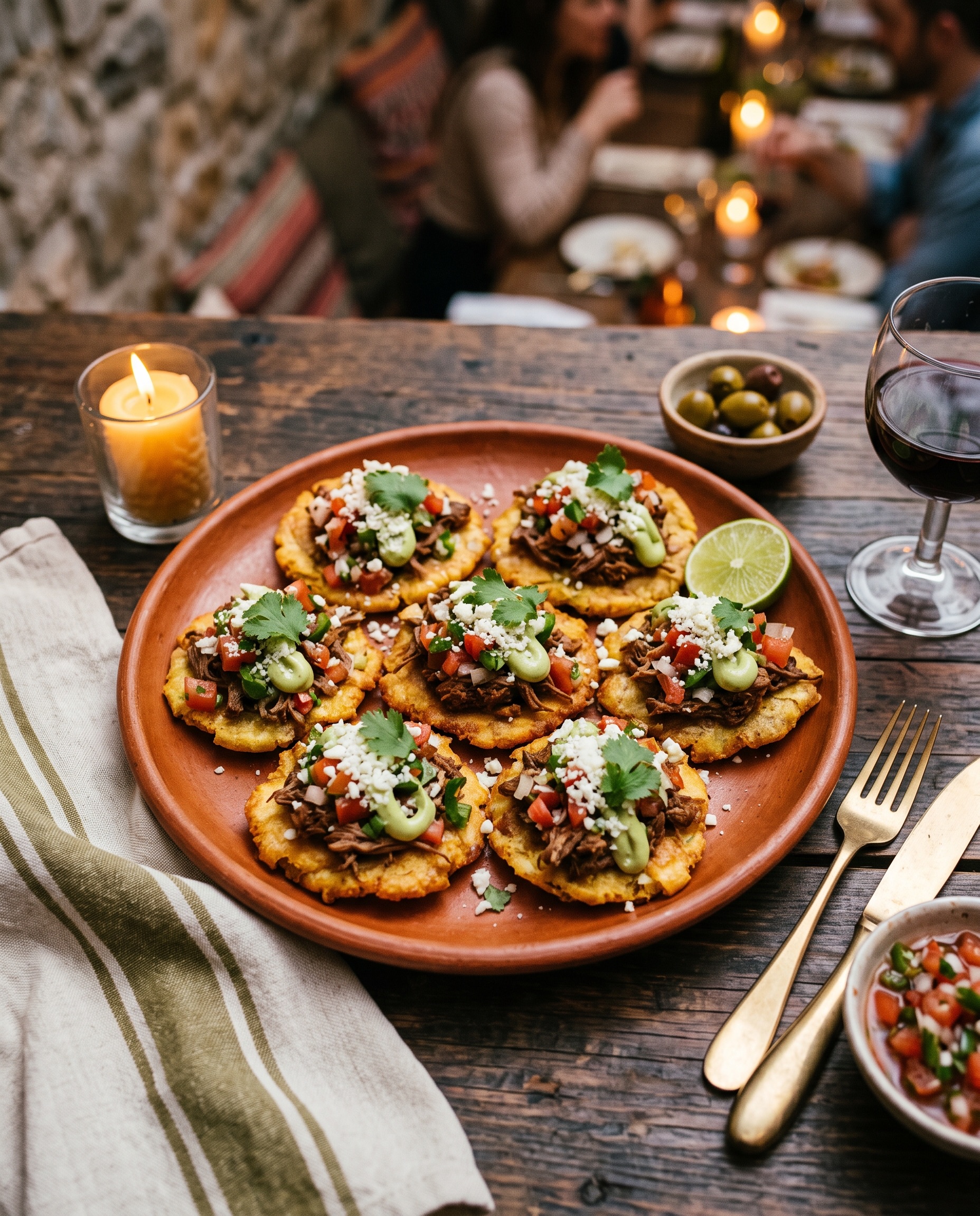 Tostones con carne